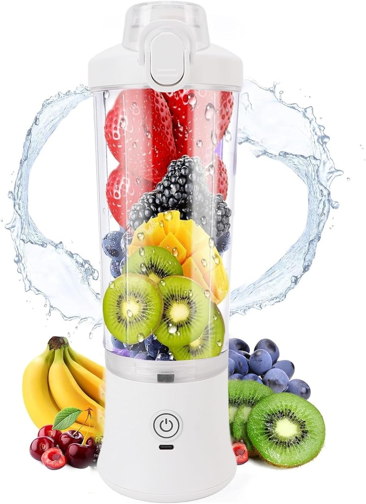 ZJchao Portable Blender, 600ml 18000RPM USB Mini Juicer Cup with Stainless Steel Blades RGB Light Personal Smoothie Blender for Shakes Fruits Travel Home Office Gym Camping