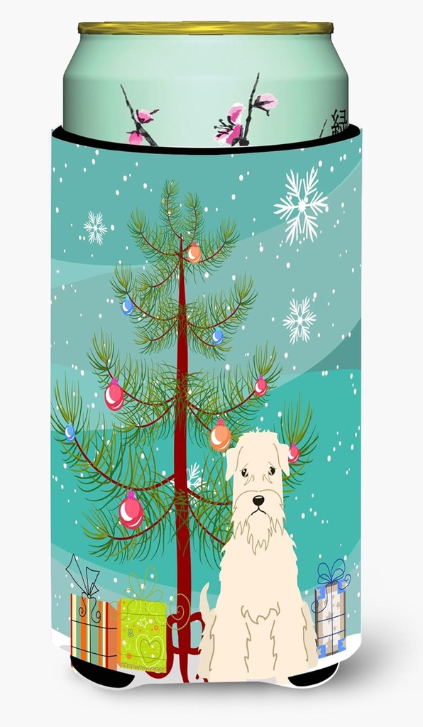 Caroline's Treasures BB4186TBC Merry Christmas Tree Soft Coated Wheaten Terrier Tall Boy Hugger Can Cooler Sleeve Hugger Machine Washable Drink Sleeve Hugger Collapsible Insulator Beverage Insulated H