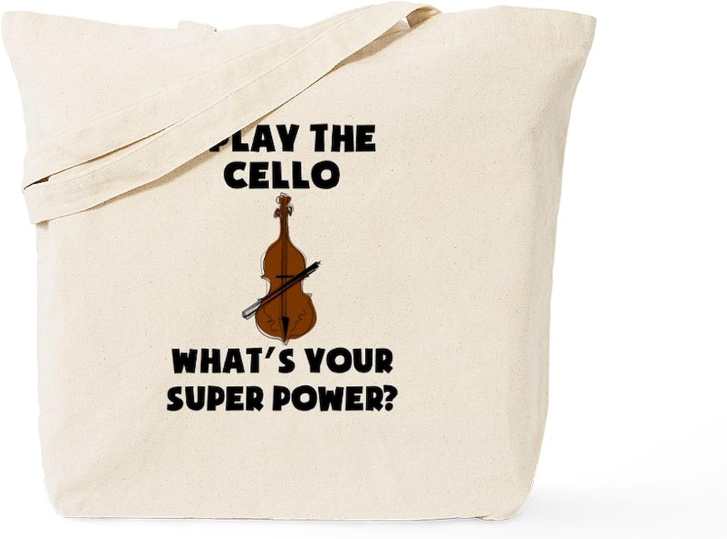 CafePress I Play The Cello Whats Your Super Power? Tote Bag Natural Canvas Tote Bag, Reusable Shopping Bag