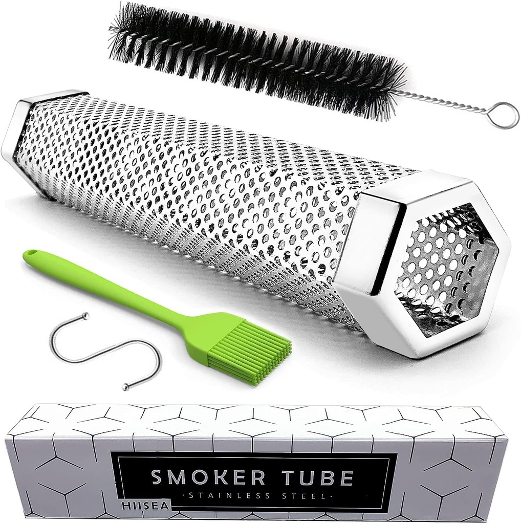 Smoke Tube - 12'' Smoke Tube for Pellet Grill 5 Hours of Billowing Smoke, Stainless Steel Pellet Smoker Tube for All Grill or Smoker, Hot or Cold Smoking