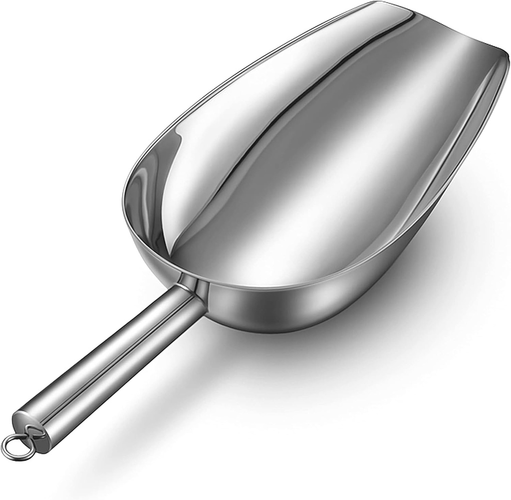 Stainless Steel Ice Scoop 8 Oz, HaWare Metal Food Scoop For Kitchen Bar Party Wedding, Utility Scooper For Candy Flour Coffee Bean Cereal Popcorn, Heavy Duty, Mirror Polished, Dishwasher Safe
