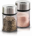 Premium Salt and Pepper Shakers with Adjustable Pour Holes - Set of 2 - Elegant Stainless Steel and Glass - Perfect Spice Dispenser Set for Your Delicious Meals