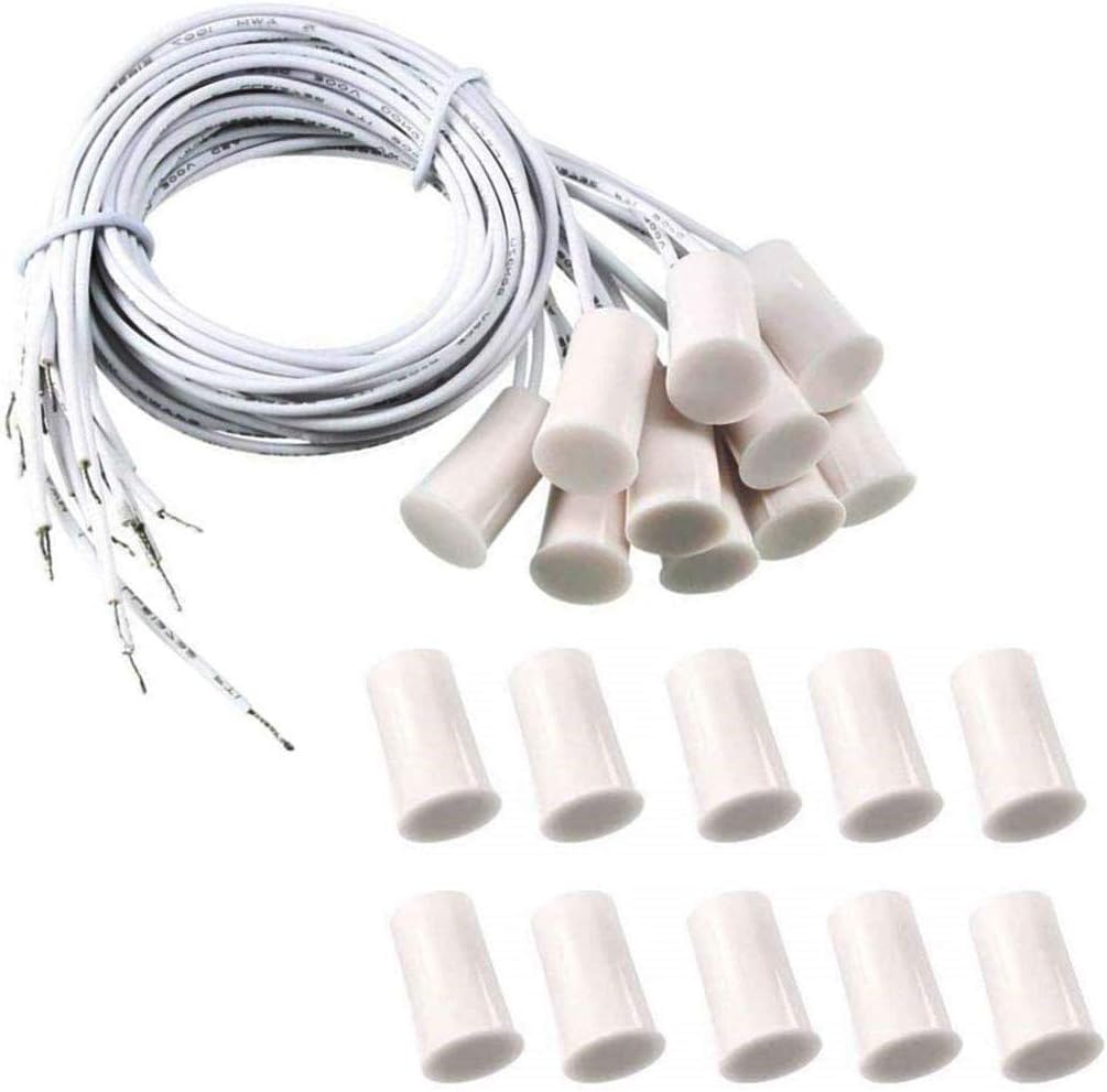 10 Pair RC-33 NC Recessed Wired Security Window Door Contact Sensor Alarm Magnetic Reed Switch White（Normally Closed） 1
