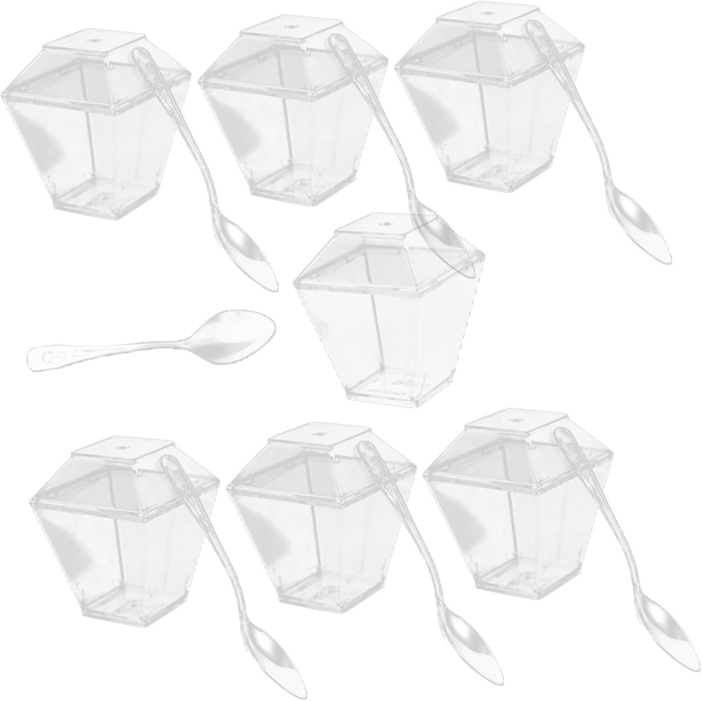 50sets Clear Dessert Cups with Lids and Spoons Compact Tiramisu Containers for Puddings Mousse Ice for Parties Events and Catering Supplies