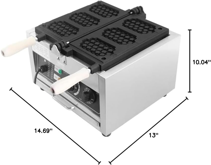 Commercial 1500W Nonstick Electric 3-Slice Honeycomb Waffle Pop Maker,Stainless Steel Square Waffle Maker Machine w/Temperature and Time Control for Bakeries Snack Bar Family