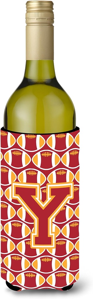 Caroline's Treasures CJ1070-YLITERK Letter Y Football Cardinal and Gold Wine Bottle Hugger Bottle Cooler Sleeve Hugger Machine Washable Collapsible Insulator Beverage Insulated Holder