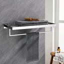 Polished Nickel Chromium Color Towel Rack 24'' Bath Towel Shelf with Towel Bars SUS304 Matte Black Stainless Steel Wall Mounted，Modern Bathroom Storage Shelf