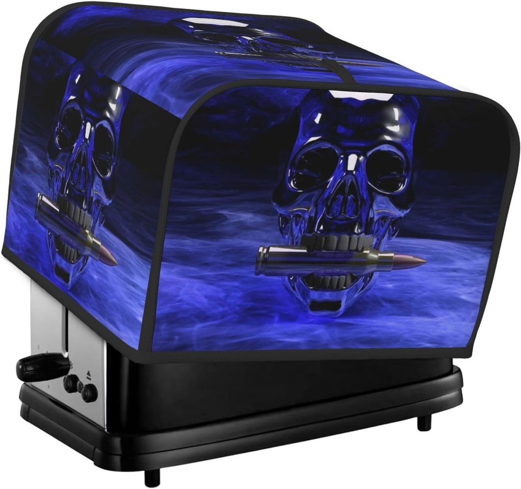 Oven Cover Kitchen Bread Machine Protector,4 Slice Toaster Cover For Home,Fingerprint Coaster Cover,Kitchen Small Appliance,Steel Skull