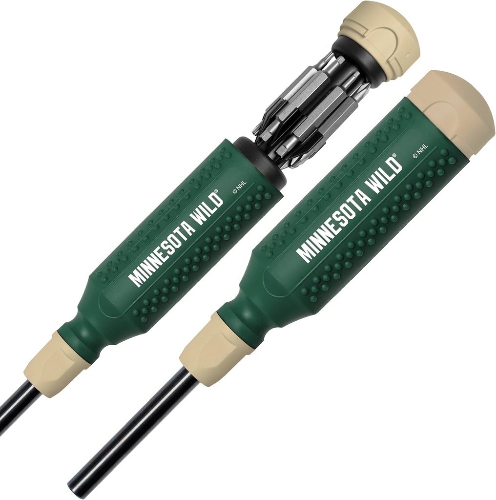 MEGAPRO® NHL® Team Edition Multi-bit Screwdriver | Officially Licensed NHL® Gear | Durable, Ergonomic, Pro-Grade Screwdriver (Minnesota Wild®)