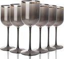 Liacere Plastic Wine Glasses Set of 8-14oz Black Wine Cup with Gold Rim,Dishwasher Safe Plastic Cups with Stem Reusable & Unbreakable Disposable glasses for Weddings,Parties ＆ Halloween
