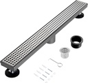 28 Inch Linear Shower Drain, Brushed Nickel Shower Drain, Removable Grate, 304 Stainless Steel, Easy to Install and Clean for Bathrooms (Drain Base Not Included), LSD-04A-28S