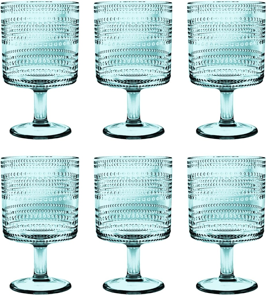Beaded Stacking Goblet, Indoor/Outdoor, Sea Green, 14.8 oz., Set of 6