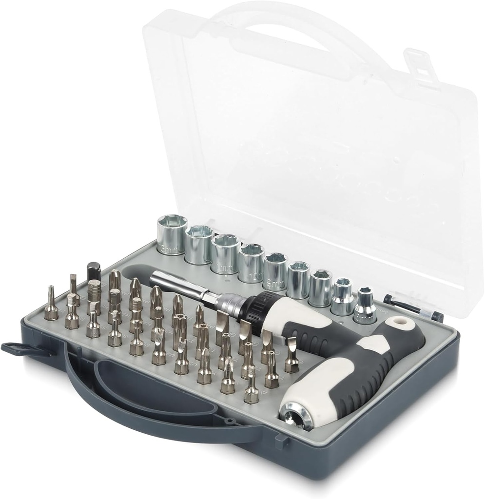 Magnetic Precision Screwdriver Set 41 in 1, Alloy Tool Steel, Multi Bit Magnetic Drive Kit with Detachable Ratchet Handle, Portable Compact Sturdy Tool Case for Furniture Electronics Bicycle