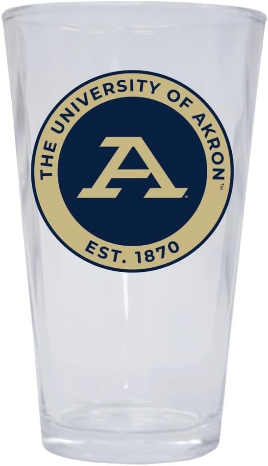 R and R Imports Akron Zips 16 oz Pint Glass Officially Licensed Circle Design 2-Pack