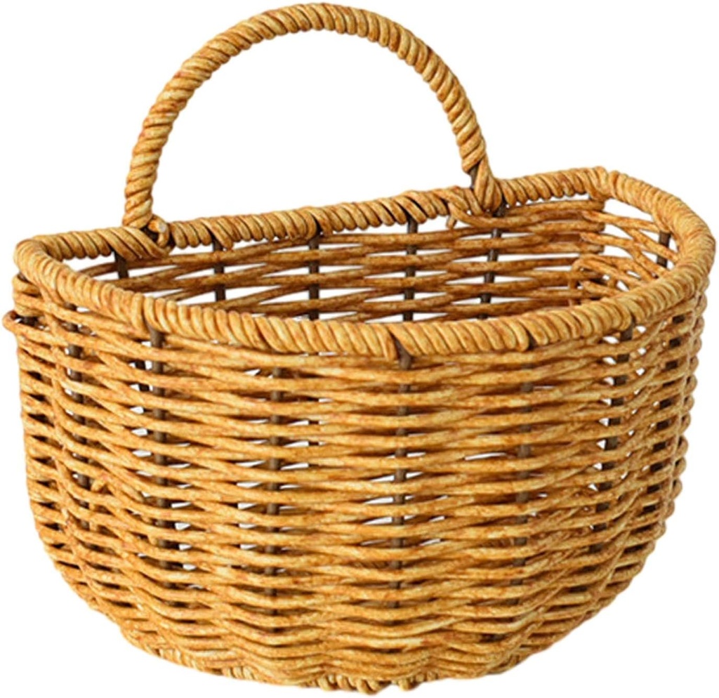 Woven Semicircular Hanging Basket, Room Decoration, Wall-mounted Storage Organizer, Sundries Organizer, Large 16cmx11cmx15cm
