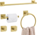 Lairuier 5-Piece Brushed Gold Bathroom Hardware Set, Bathroom Accessories Set with Towel Bar, Toilet Paper Holder and 2 Towel Hooks SUS304 Stainless Steel Towel Bar Set Wall Mounted