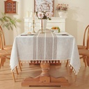 Thanksgiving Tablecloth Rectangular Coffee Cotton Linen Table Cloths with Tassels for Christmas Parties Dining Birthday Party 55" X 70"