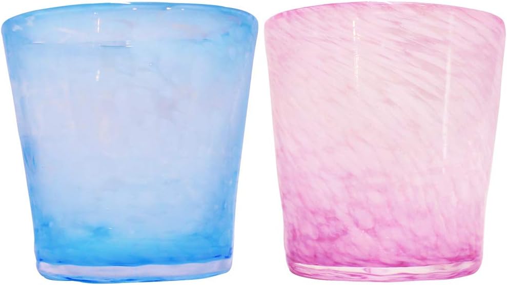 Tida Kobo Rock Glasses (Water, Peach), Diameter 3.3 inches (8.5 cm), Cloud, Pack of 2