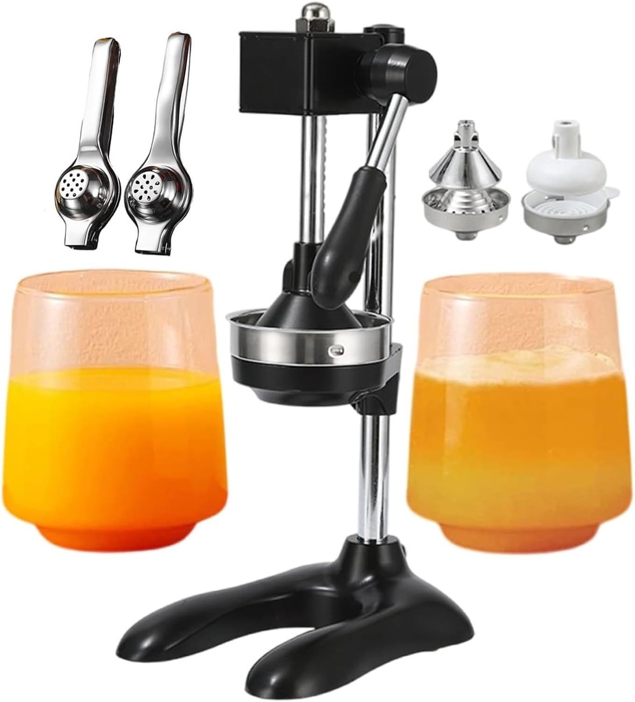 Commercial Grade Citrus Juicer, Juicer Machine for Commercial, Includes 2 Moulds and 2 Small Juicers, Easy Juice Extraction(Black)