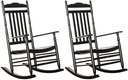 Outdoor Patio Rocking Chairs Set of 2 Porch Wooden Comfy Rockers for Adult Furniture Indoor Outside Camping Balcony Garden Backyard Lawn and Bistro, Black