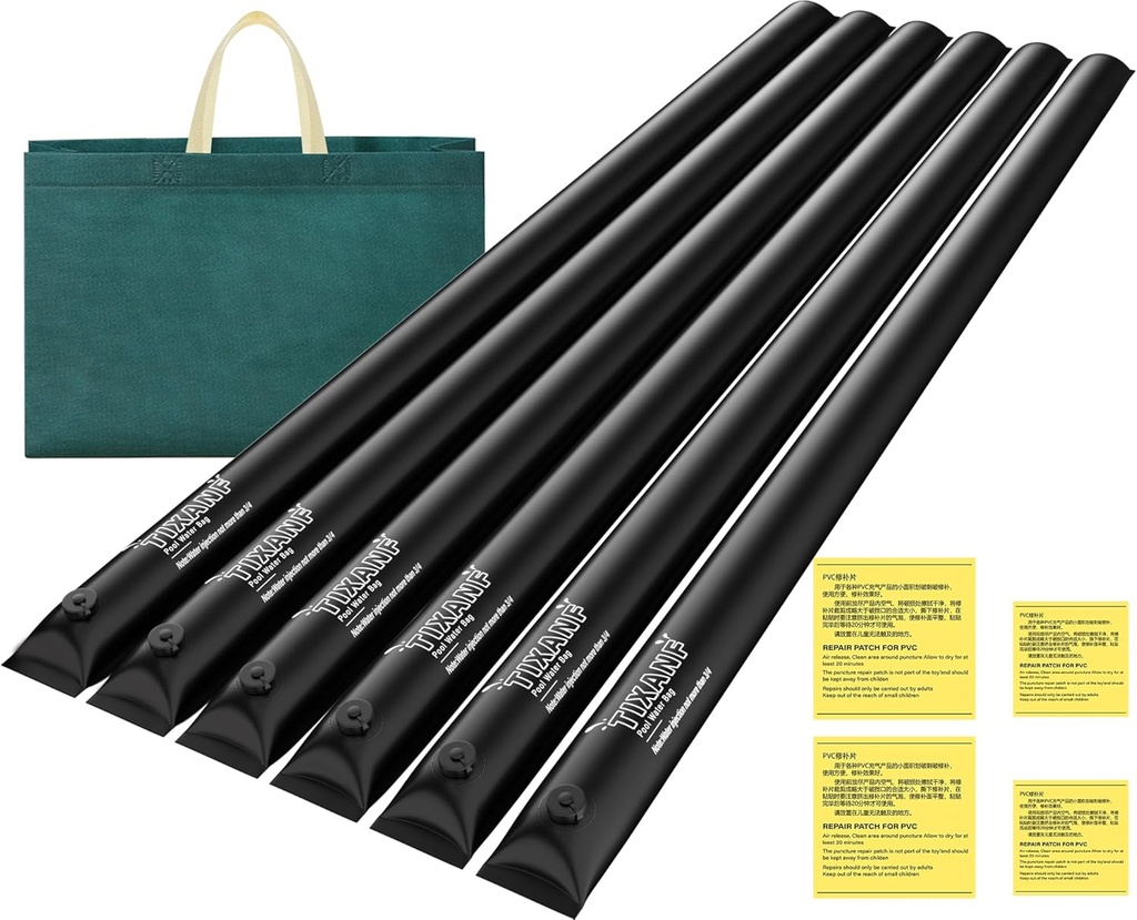8.5 Ft Pool Water Bags, Upgraded 0.8mm Thicker Winter Water Tube (Double Layer 1.6mm), Pool Cover Weights for Pool Covers, 6 Pack, Black