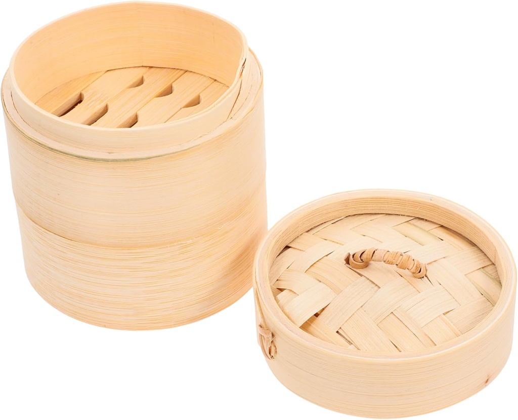 Healifty Multi Functional Food Steamer with Lid Round Steamer Basket for Kitchen Cooking for Steaming Dumplings Dim Sum Bao Buns and Healthy Meals