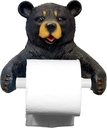 DWK 8-inch Hugo Holder Black Bear Toilet Paper Holder Rustic Woodland Forest Themed Kitchen Bathroom Cabin Decor