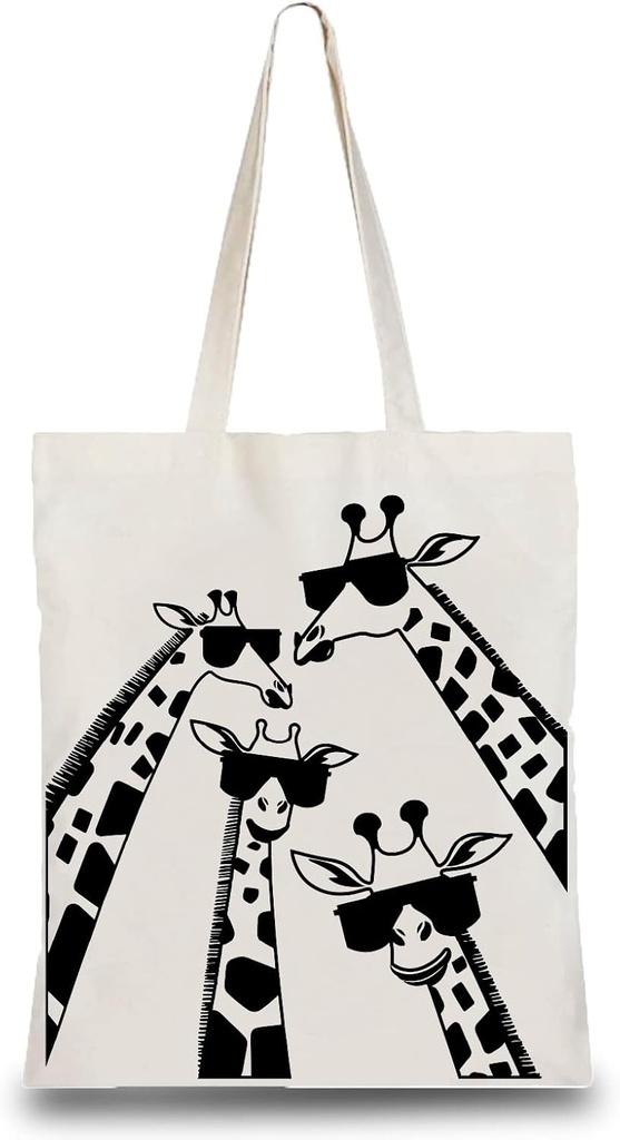 CREATCABIN Giraffe Tote Bag Cloth Canvas Grocery Bags with Handles Reusable Lightweight Foldable Shoulder Tote Pouch DIY Craf