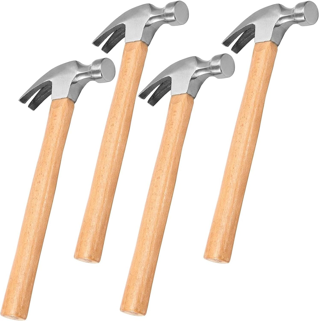 FUNSUEI 4 PCS 26 OZ Claw Hammer, Straight Claw Hammers, Carbon Steel Rip Claw Hammer with Wood Handle for Prying Nails, Woodworking, Repairing
