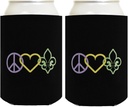Mardi Gras Party Supplies Mardi Gras Peace Love Fleur De Lis 2-Pack Can Drink Thermocoolers