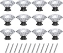 Tomorotec 12-Pack 40mm White Crystal Glass Cabinet Drawer Pull with Black Base for Modern & Classic Styles, Easy-to-Install Elegant Home Decor Upgrade with Durable Hardware for Vanity, Wardrobe, Desk