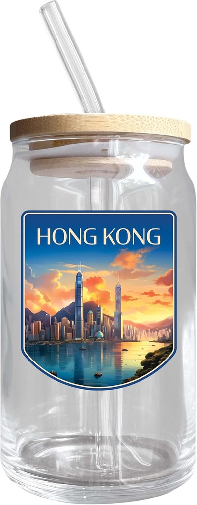 R and R Imports Hong Kong Design B Souvenir 12 oz Beer Can Glass Single