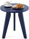 HDPE Outdoor Side Table, Small Round Side Table Weather-Resistant, Outdoor Side Tables for Patio, Porch, Deck, End Table for Plant Stand, Living Room, Bedroom, Navy