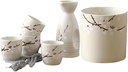 Sake Set Japanese Sake Pot Set Traditional Sake Cup Hand Painted Design Porcelain Pottery Ceramic Crafts Wine Glasses Cups 6 Piece,H,practical