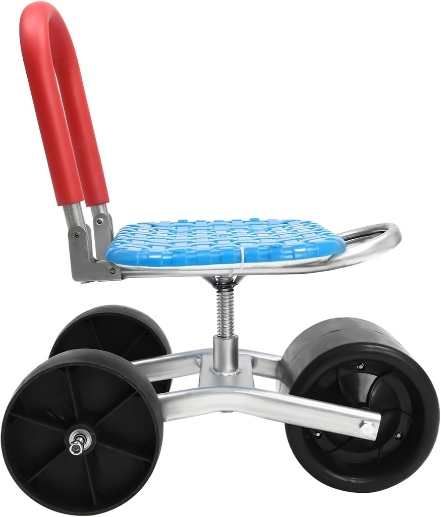 Garden Cart Rolling Stool Work Seat Cart,Gardening Helper with 3 Wheels, 360° Rotation Stable Workseat Sturdy Cart, Adjustable Seat Height & Direction, for Outdoor Lawn Yard Patio. (Medium)