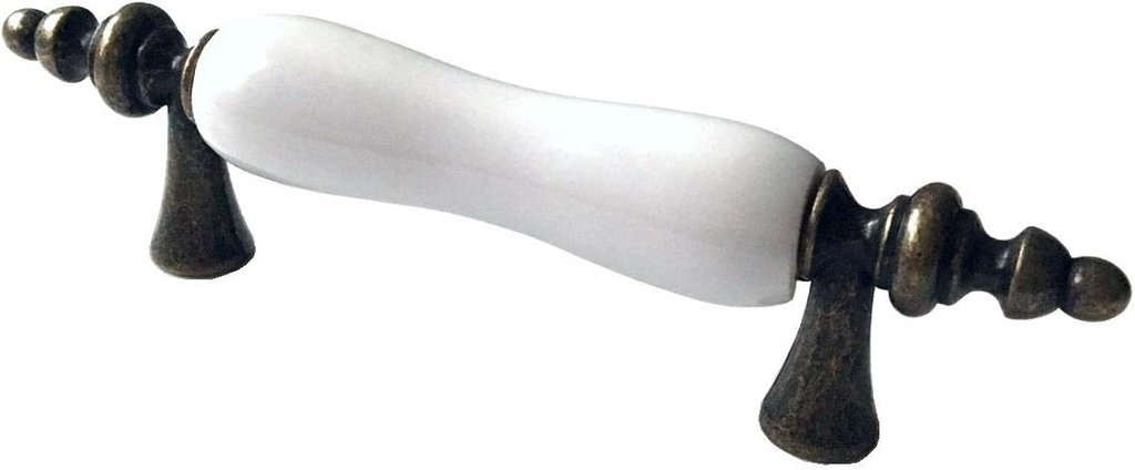3" C-C Cabinet Pull Handle White Dresser Pulls Antique Bronze Drawer Knob Ceramic Cabinet Handle Porcelain Dresser Pulls Kitchen Door Handles Hardware 76 mm Centers (L:4.9" (125 mm) /C-C:3"(76 mm))