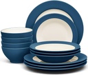 Noritake Colorwave Blue 12-Piece Rim Dinnerware Set, Service for 4
