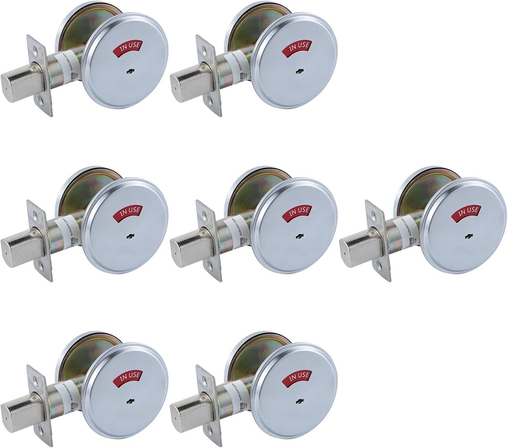 Commercial Heavy Duty Privacy Deadbolt Cylinder with Occupancy Indicator for Office Use in Satin Chrome Finish, Left and Right Handed, GRD-Deadbolt-7P