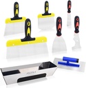 JXZSJ-Drywall Knife Set, 8 Pieces Stainless Steel Drywall Hand Tool Kit Includes Taping Knife, Putty Knives, Putty Knife Scraper, Finishing Trowel, Paint Scraper, Stainless Steel Mud Pan.