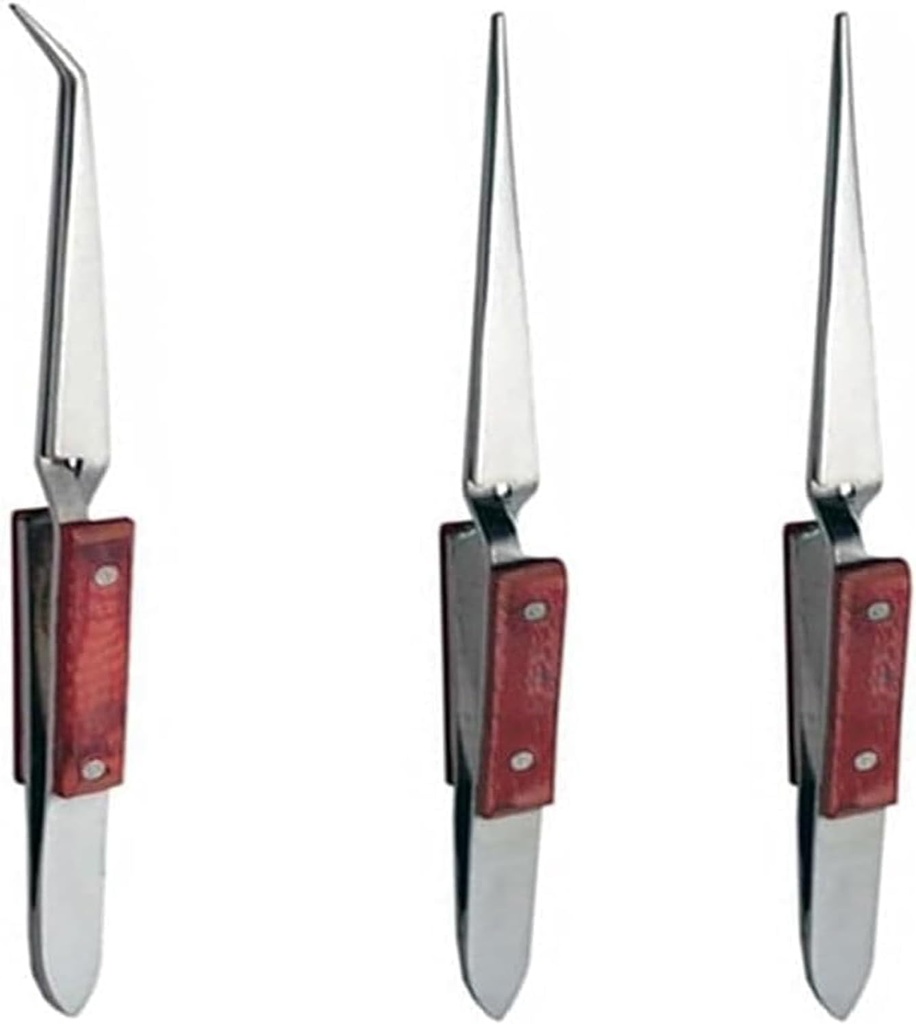 Fiber Grip Soldering Tweezers Set – 3 Pack Cross Lock Tweezers for Jewelry Making, Electronics, Watch Repair, Glasswork, Precision Soldering – Heat Resistant Tool Kit