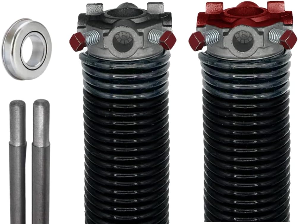 Garage Door Torsion Springs (218 x 1.75 x 24) | 1" Steel Bearing + Winding Bars | Left and Right Hand Wound Replacement (Pair)