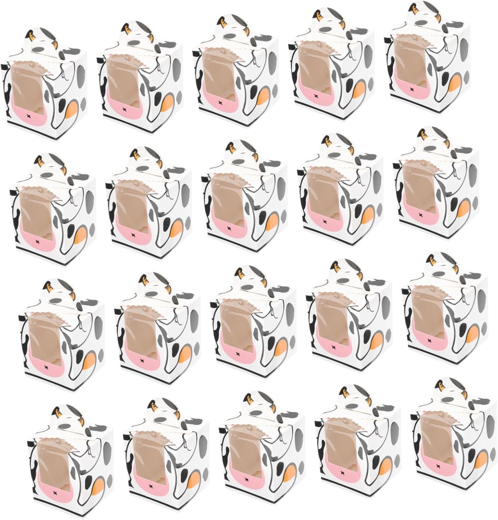 OUNONA 20pcs Cartoon Dessert Boxes Base Multi-functional Cupcake Containers for Cakes Cookies and Treats for Parties Weddings and