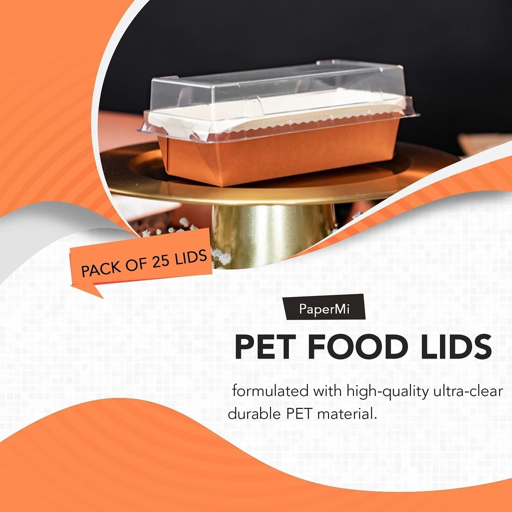 25 pc Clear Disposable Lids - Perfectly Fits 7” rectangle pans - 7”x3”x2 and 7" x3-1/8 x2-3/16 size Pans - Leakproof BPA-Free Disposable Crystal clear Pan Lids - Baking Pan NOT included