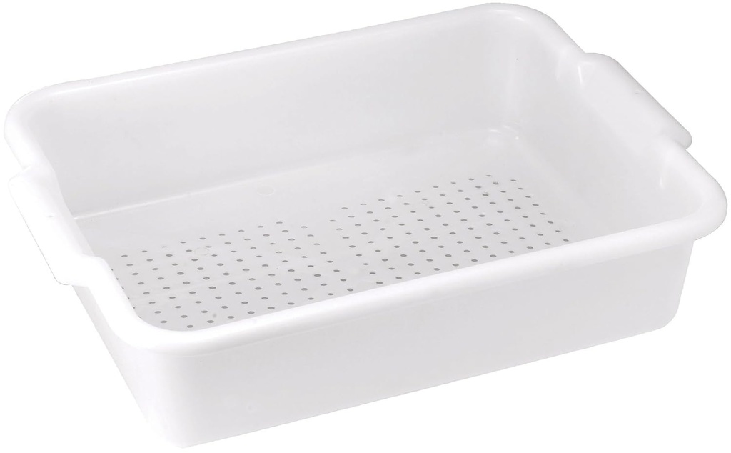 Winco Perforated Bus Box Dish Tub for Restaurants, White