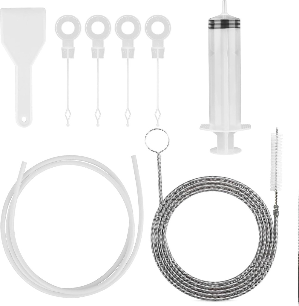 8 PCS Refrigerator Drain Cleaning Tool - Fridge Water Line Cleaner Kit with Long Tube Brush Cleaner, Water Dispenser Cleaning Kit