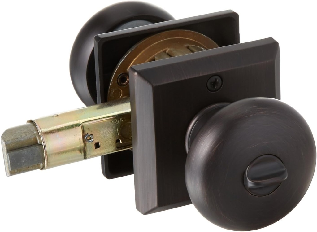 Baldwin Reserve ENROUTSR112 Entry Round Knob and Traditional Square Rose Venetian Bronze Finish