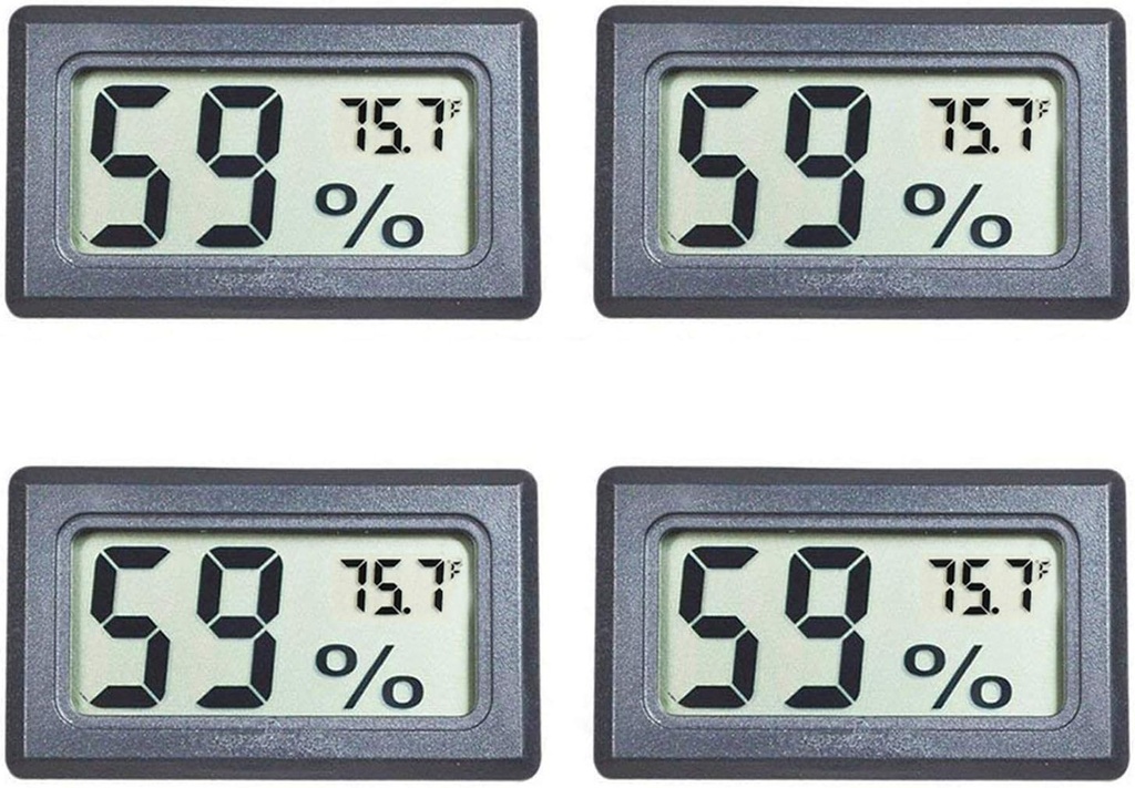 4-Pack Mini Digital Temperature Humidity Meters Gauge Indoor Thermometer Hygrometer LCD Display Fahrenheit (℉) for Reptile Tank,Jars,Guitar Case,Greenhouse, Garden, Cellar, Fridge, Closet