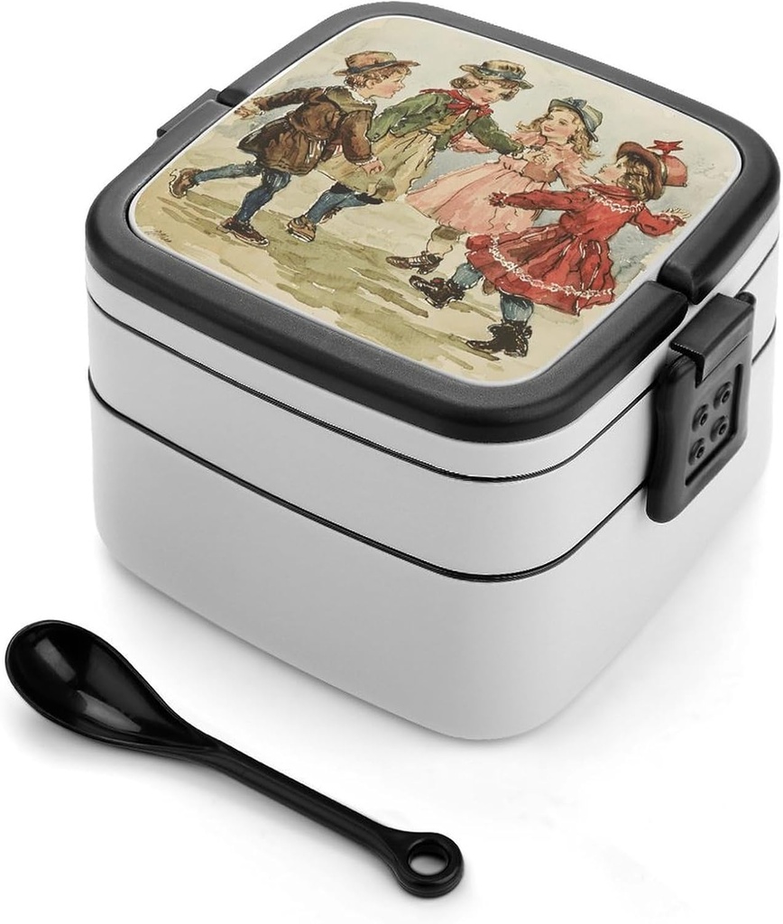 Bento Lunch Box for Women Lunch Containers for Adults Light Red And Green Double Layered Lunchbox Large Capacity Bento Box with Cutlery for Work Picnic Camping Travel, style