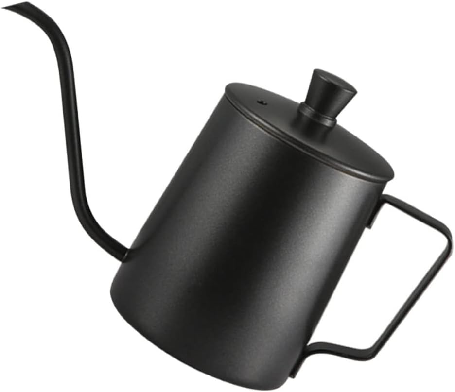 Mikinona 1pc Stainless Steel Espresso Coffee Pot Practical Mini Pour-over Kettle for Home Use Black for Coffee Tea and Milk Elegant Design Fine Workmanship