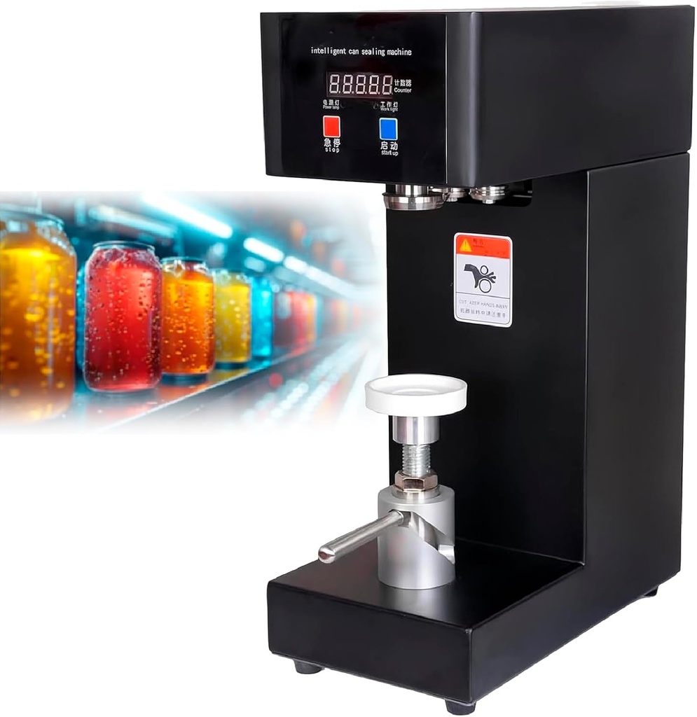 Semi Automatic Can Sealer Machine, Soda Can Sealer Machine, with Counter, 5.5cm Dia & 14-21cm, for Home, Cafe, Restaurant & Beverage Stores Black